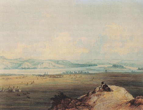 Karl
                        Bodmer, Fort Pierre en el ro Missouri