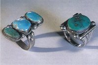 Armlets with turquoise gemstones of
                                Navajo primary nation